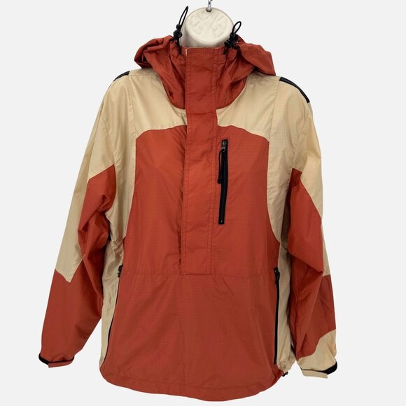 Golite Jackets & Blazers - GoLite Womens Red & Beige Colorblock Hooded Jacket M Lightweight Windbreaker